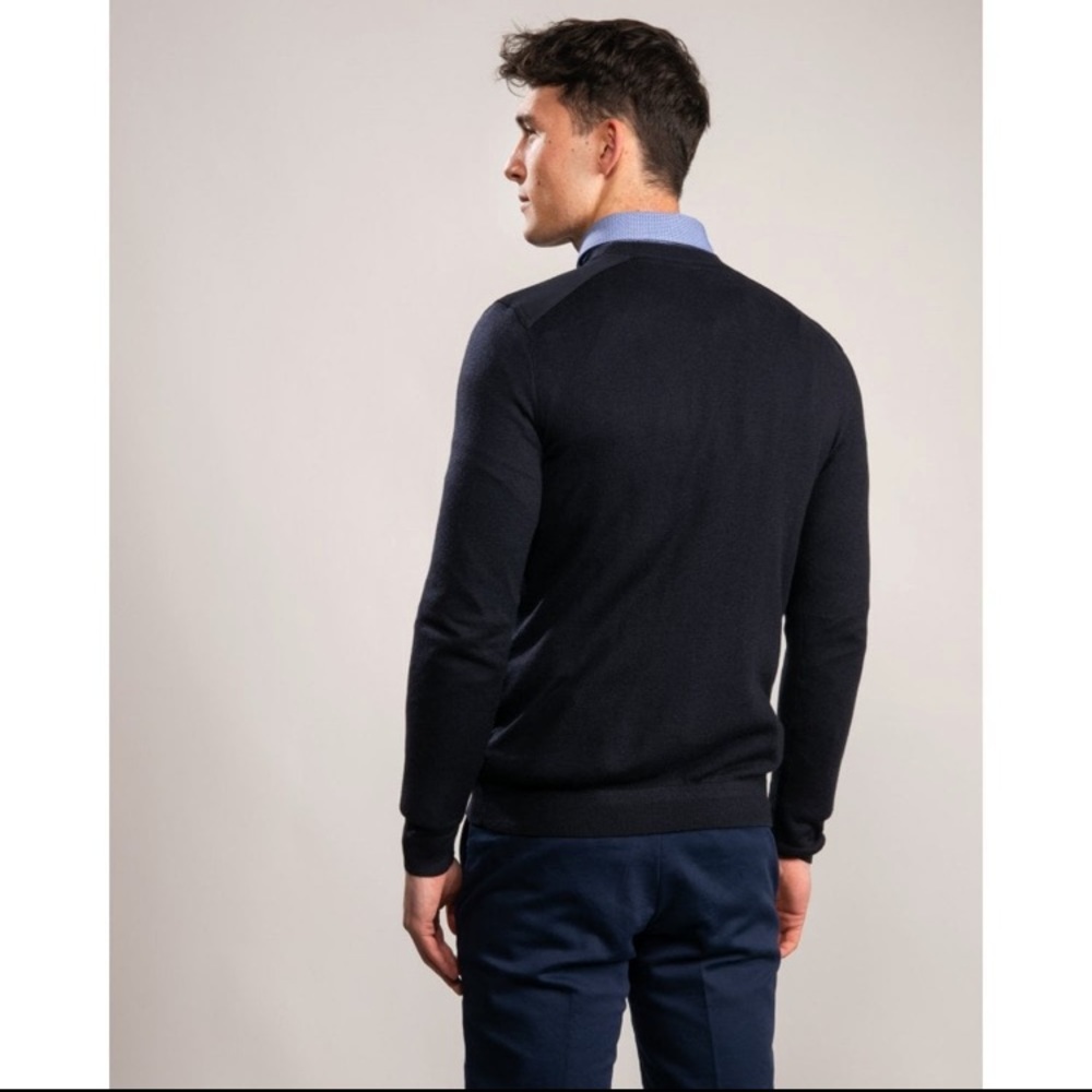 Ted Baker London Patch Pocket Crewneck in Navy - Picture 2 of 14